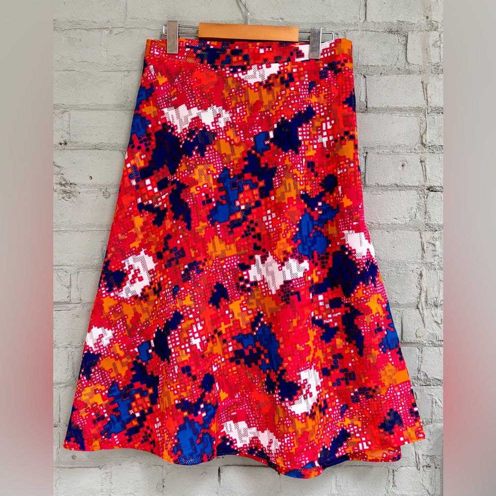 Vintage Print Wrap Midi Skirt